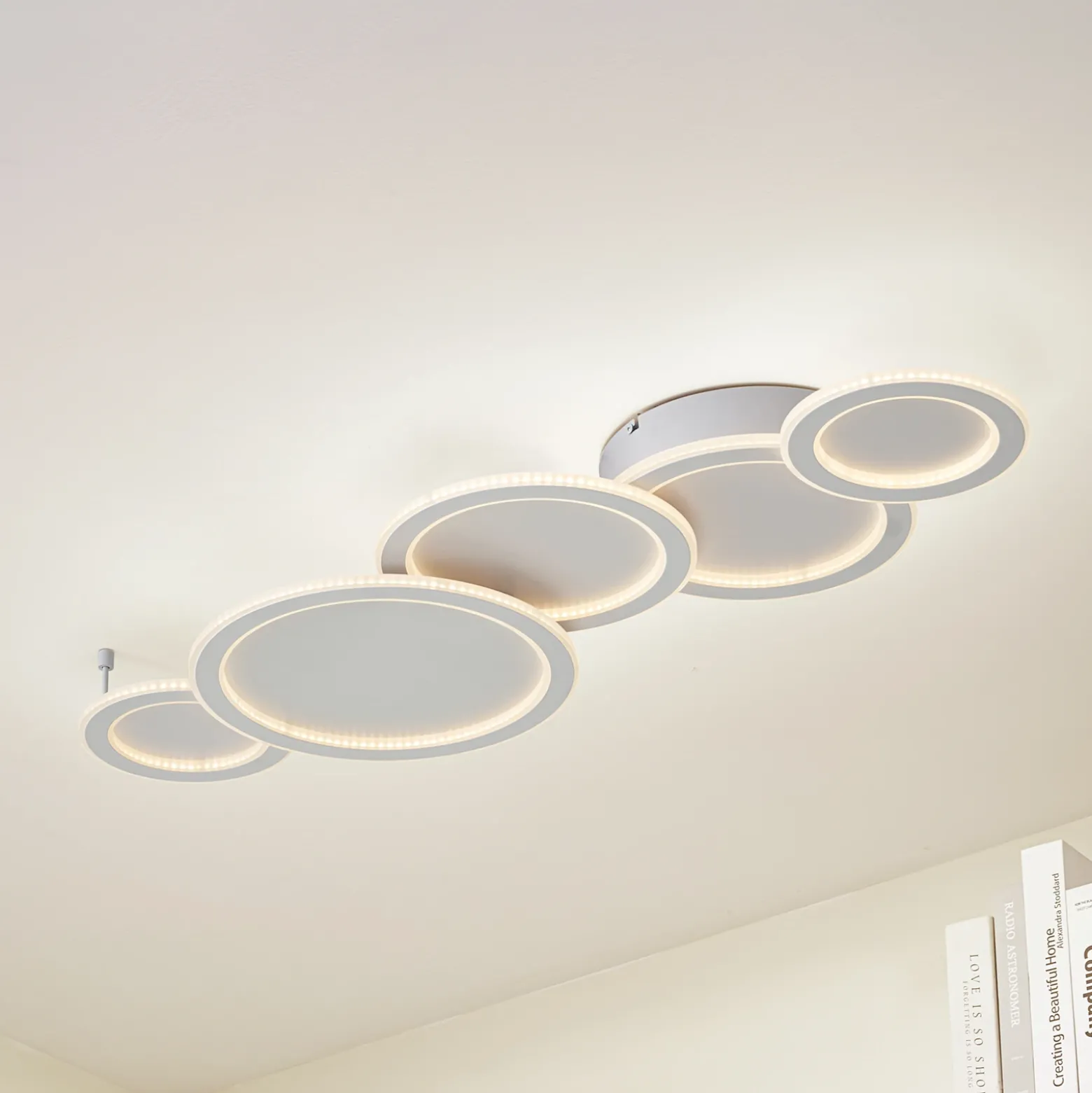 Lucande Plafón LED Diala, blanco, metal, 96 cm