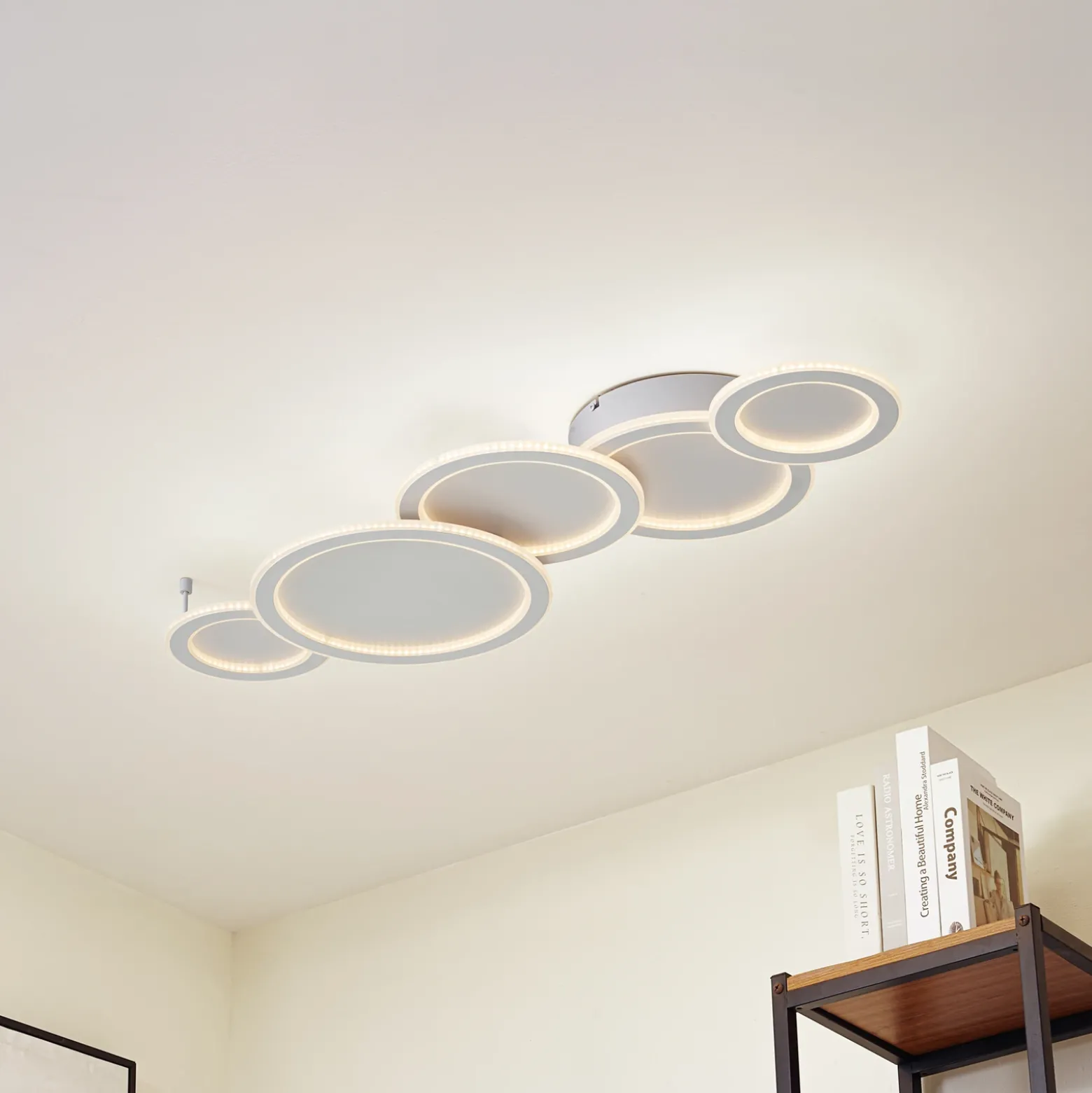 Lucande Plafón LED Diala, blanco, metal, 96 cm