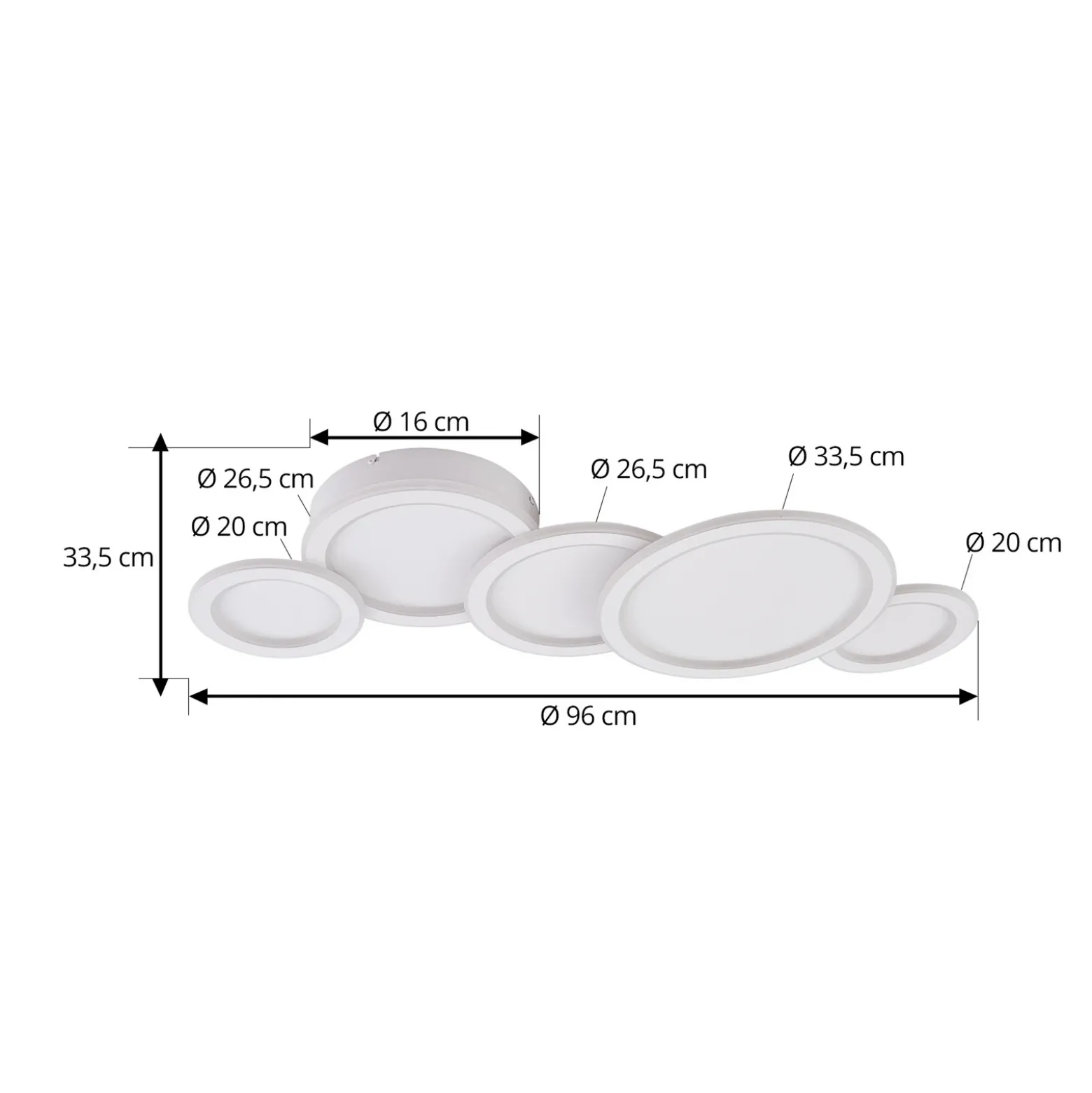 Lucande Plafón LED Diala, blanco, metal, 96 cm
