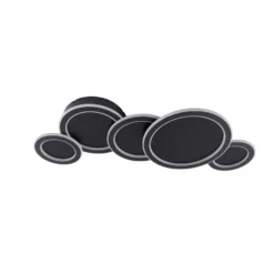 Lucande Plafón LED Diala, negro, metal, 96 cm