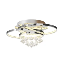 Lucande plafón LED Keely, color cromo, cristal, 45 cm