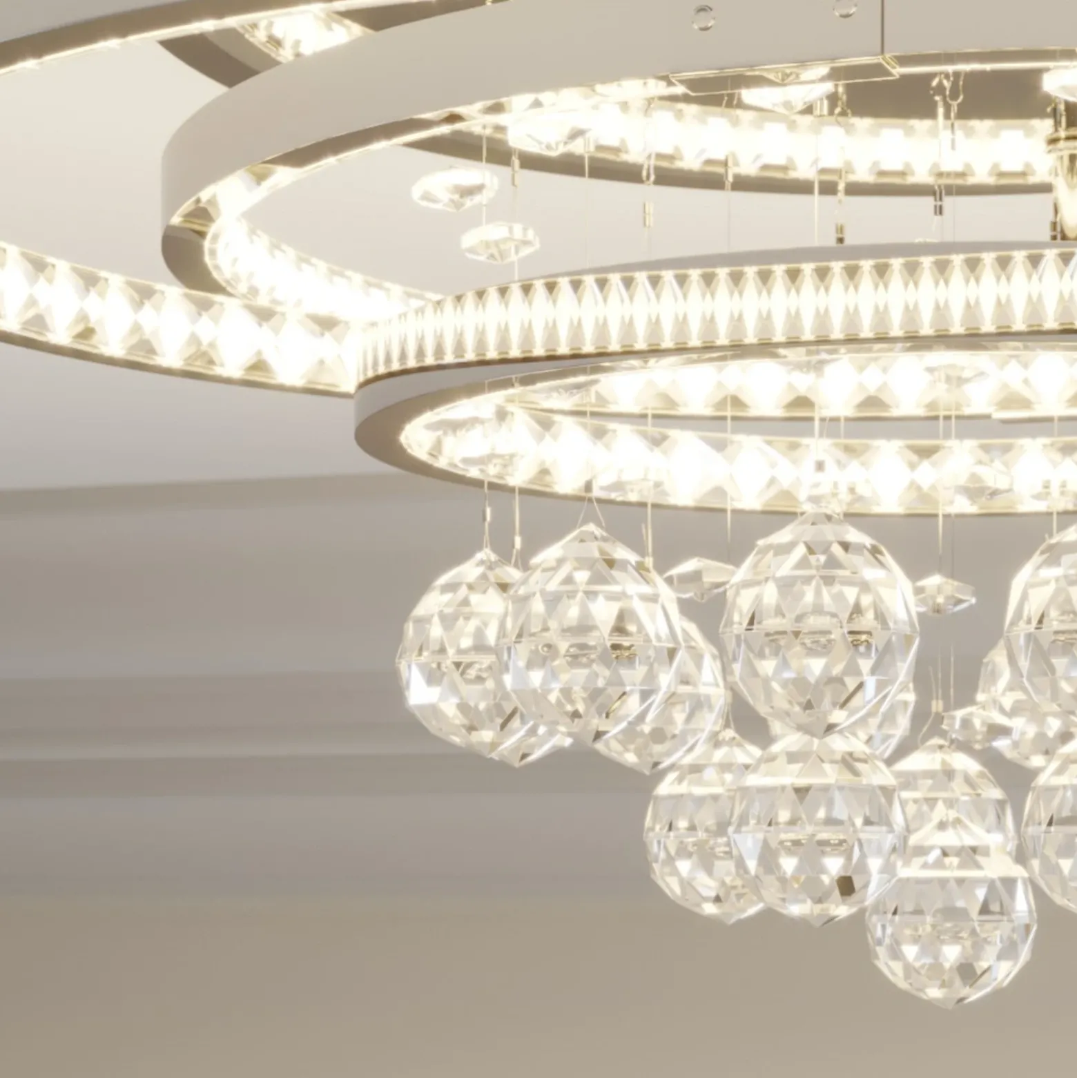 Lucande plafón LED Keely, color cromo, cristal, 45 cm