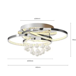 Lucande plafón LED Keely, color cromo, cristal, 45 cm