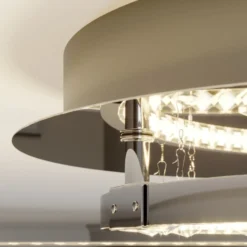 Lucande plafón LED Keely, color cromo, cristal, 45 cm