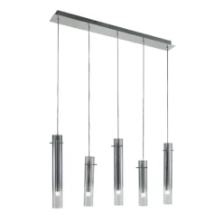 Lucande Plafón LED Korvitha, 5 luces, gris, cristal