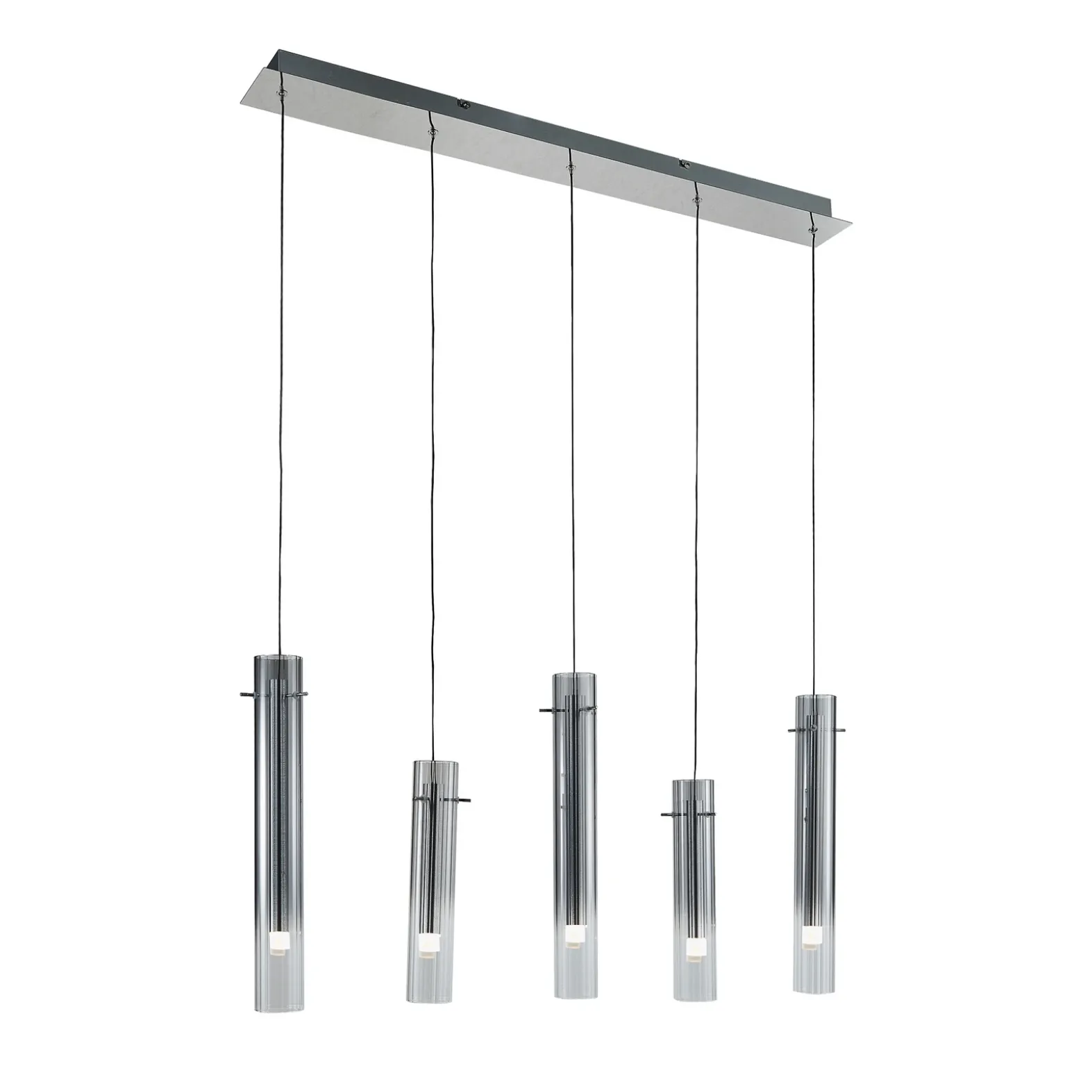 Lucande Plafón LED Korvitha, 5 luces, gris, cristal