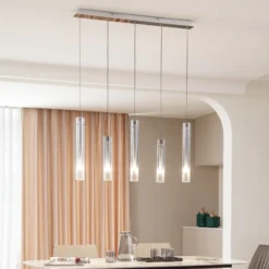 Lucande Plafón LED Korvitha, 5 luces, gris, cristal