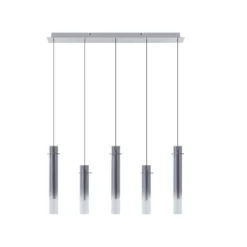 Lucande Plafón LED Korvitha, 5 luces, gris, cristal