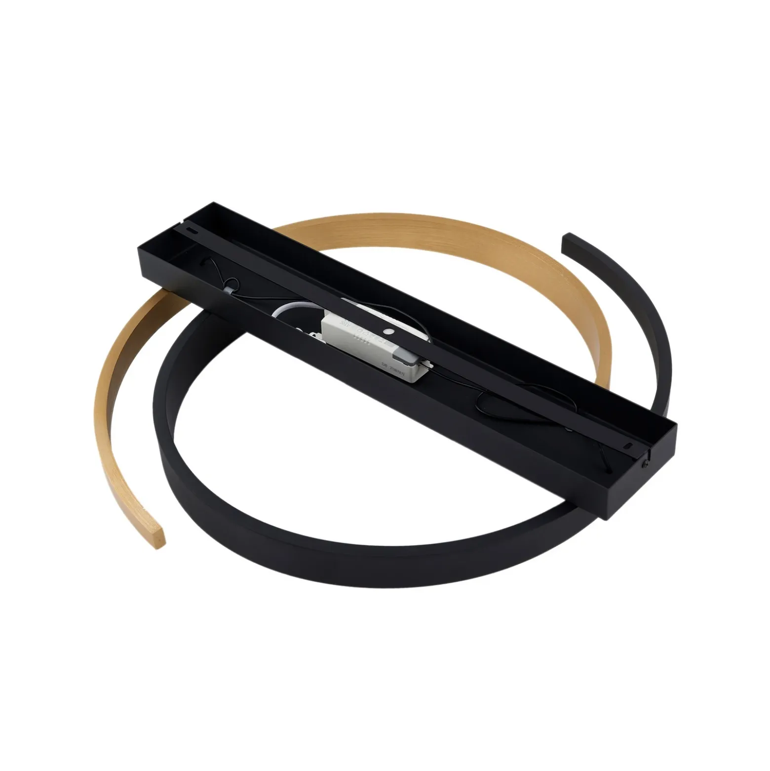 Lucande Plafón LED Natsuma, negro/oro, metal, Ø 50 cm