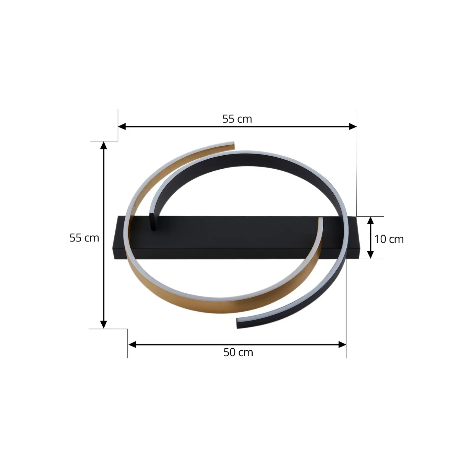 Lucande Plafón LED Natsuma, negro/oro, metal, Ø 50 cm