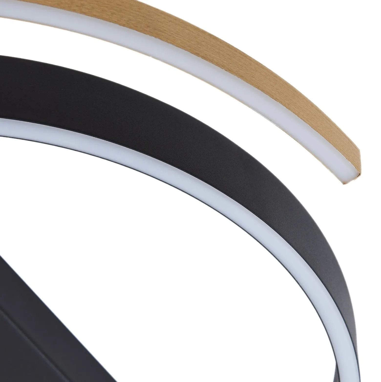 Lucande Plafón LED Natsuma, negro/oro, metal, Ø 50 cm
