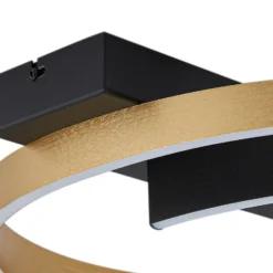 Lucande Plafón LED Natsuma, negro/oro, metal, Ø 50 cm