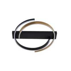 Lucande Plafón LED Natsuma, negro/oro, metal, Ø 50 cm