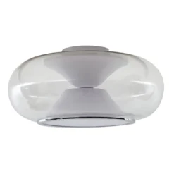 Lucande Plafón LED Orasa, cristal, blanco/claro, Ø 43 cm