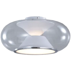 Lucande Plafón LED Orasa, cristal, blanco/claro, Ø 43 cm