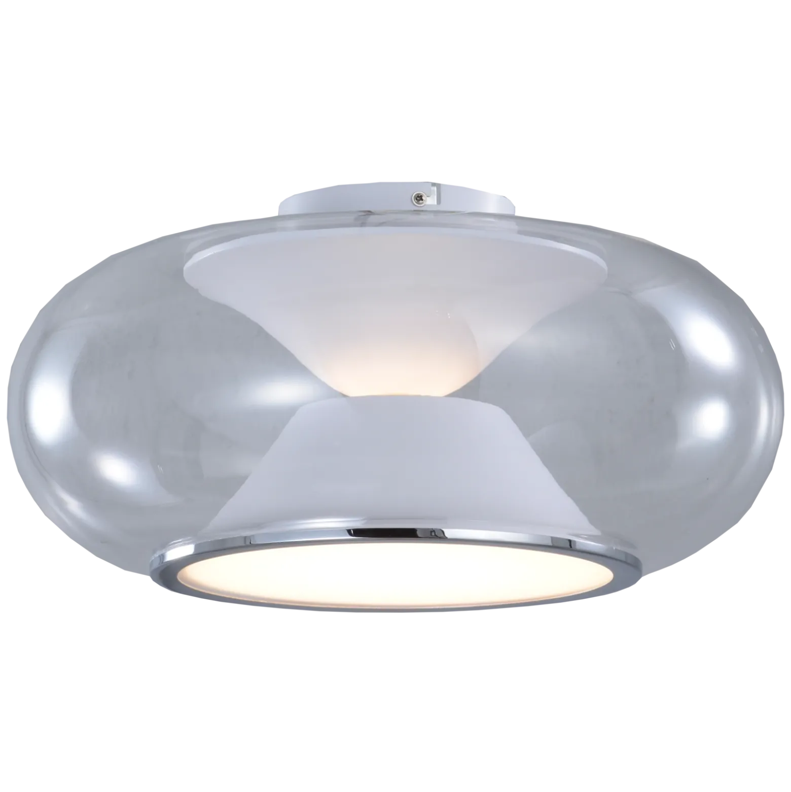 Lucande Plafón LED Orasa, cristal, blanco/claro, Ø 43 cm