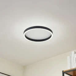 Lucande plafón LED Rotundo, Ø 40 cm, negro, atenuable