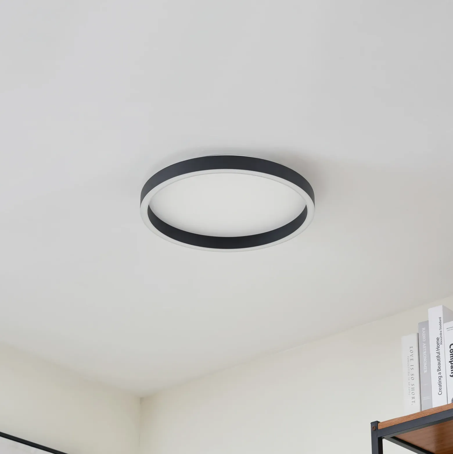 Lucande plafón LED Rotundo, Ø 40 cm, negro, atenuable
