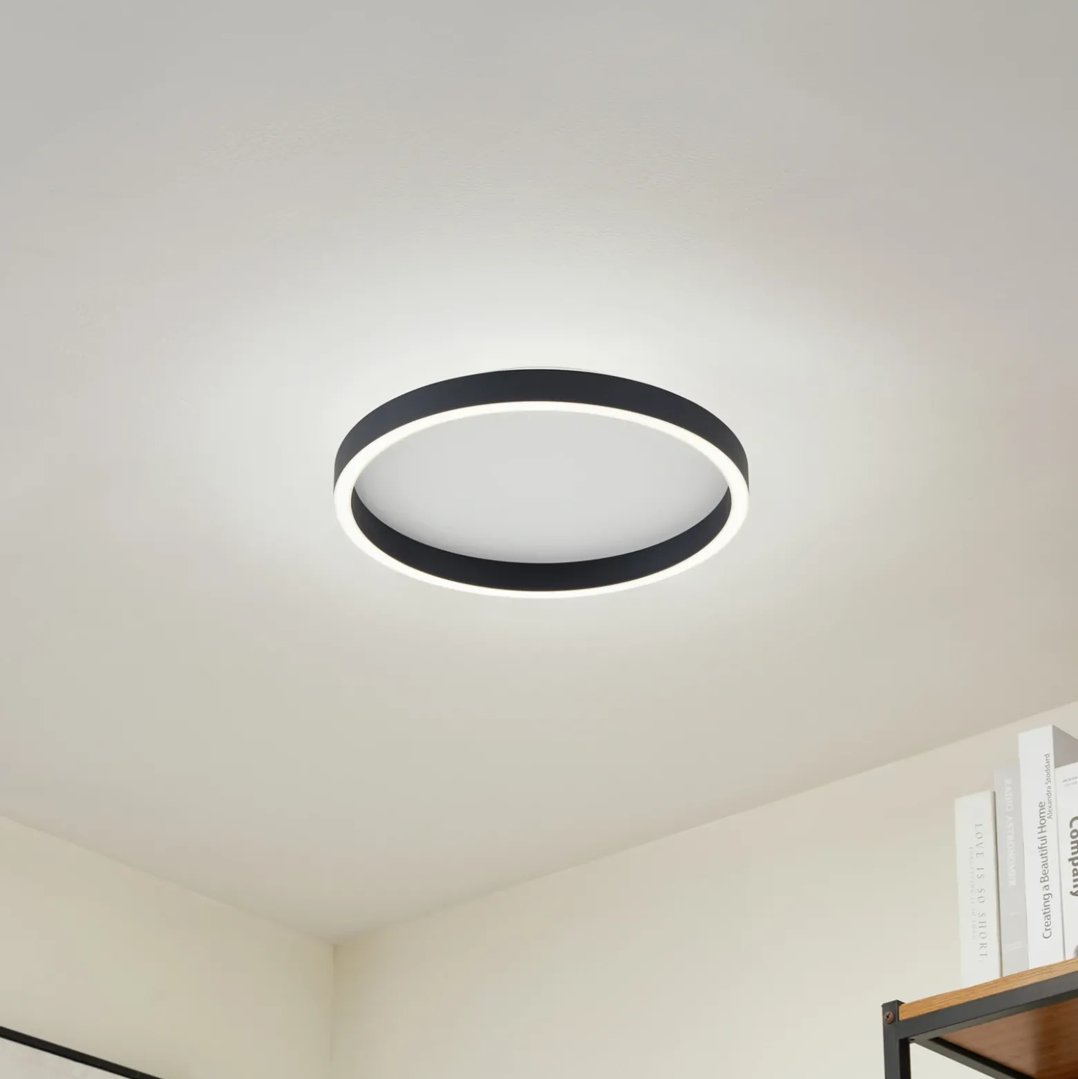 Lucande plafón LED Rotundo, Ø 40 cm, negro, atenuable