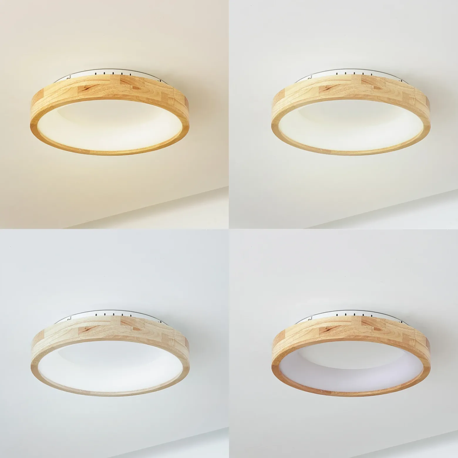 Lucande Plafón LED Samvel, Ø 40 cm, madera