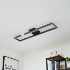 Lucande Plafón LED Yvor, 100 cm, negro, aluminio