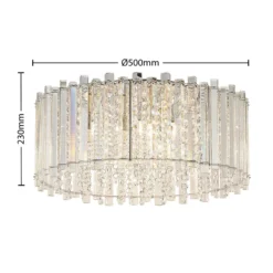 Lucande plafón Limana, Ø 50 cm, cromo, cristal