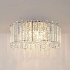 Lucande plafón Limana, Ø 50 cm, cromo, cristal