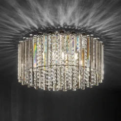 Lucande plafón Limana, Ø 50 cm, cromo, cristal