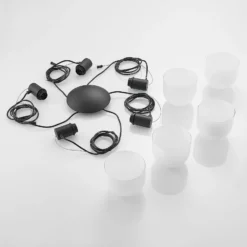 Lucande Serina lámpara colgante, 5 luces, blanco