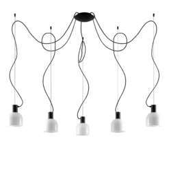 Lucande Serina lámpara colgante, 5 luces, blanco