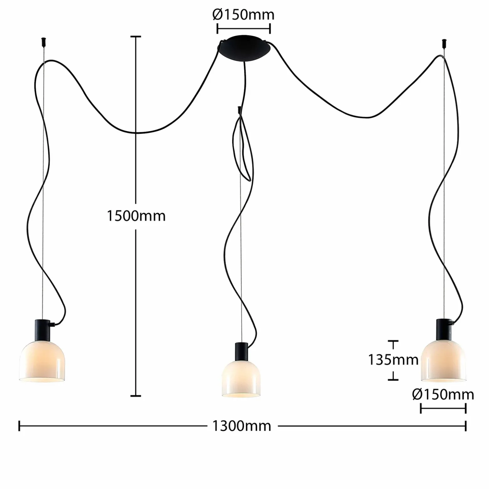 Lucande Serina lámpara colgante, 3 luces, blanco