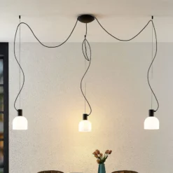 Lucande Serina lámpara colgante, 3 luces, blanco