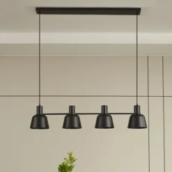Lucande Servan lámpara colgante, negro, 4 luces