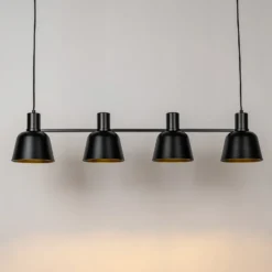 Lucande Servan lámpara colgante, negro, 4 luces