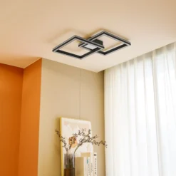 Lucande Smart LED lámpara de techo Tjado, 85cm, negro, RGB, CCT