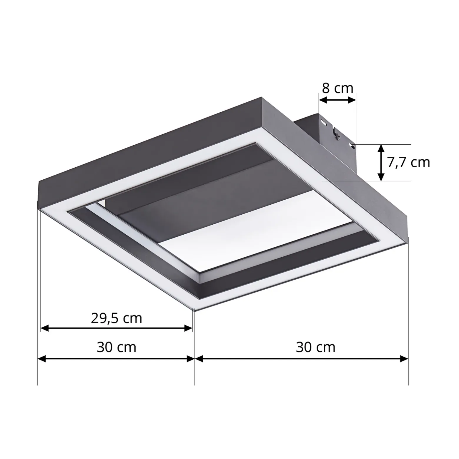 Lucande Smart LED plafón Tjado, 30 cm, negro, RGBW