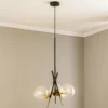 Lucande Sotiana lámpara colgante, 3 luces, redonda, latón