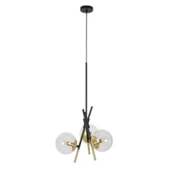 Lucande Sotiana lámpara colgante, 3 luces, redonda, latón