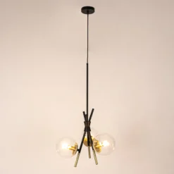 Lucande Sotiana lámpara colgante, 3 luces, redonda, latón