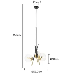 Lucande Sotiana lámpara colgante, 3 luces, redonda, latón