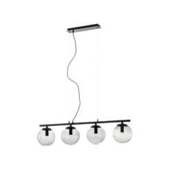 Lucande Sotiana lámpara colgante, 4 globos de cristal, negro