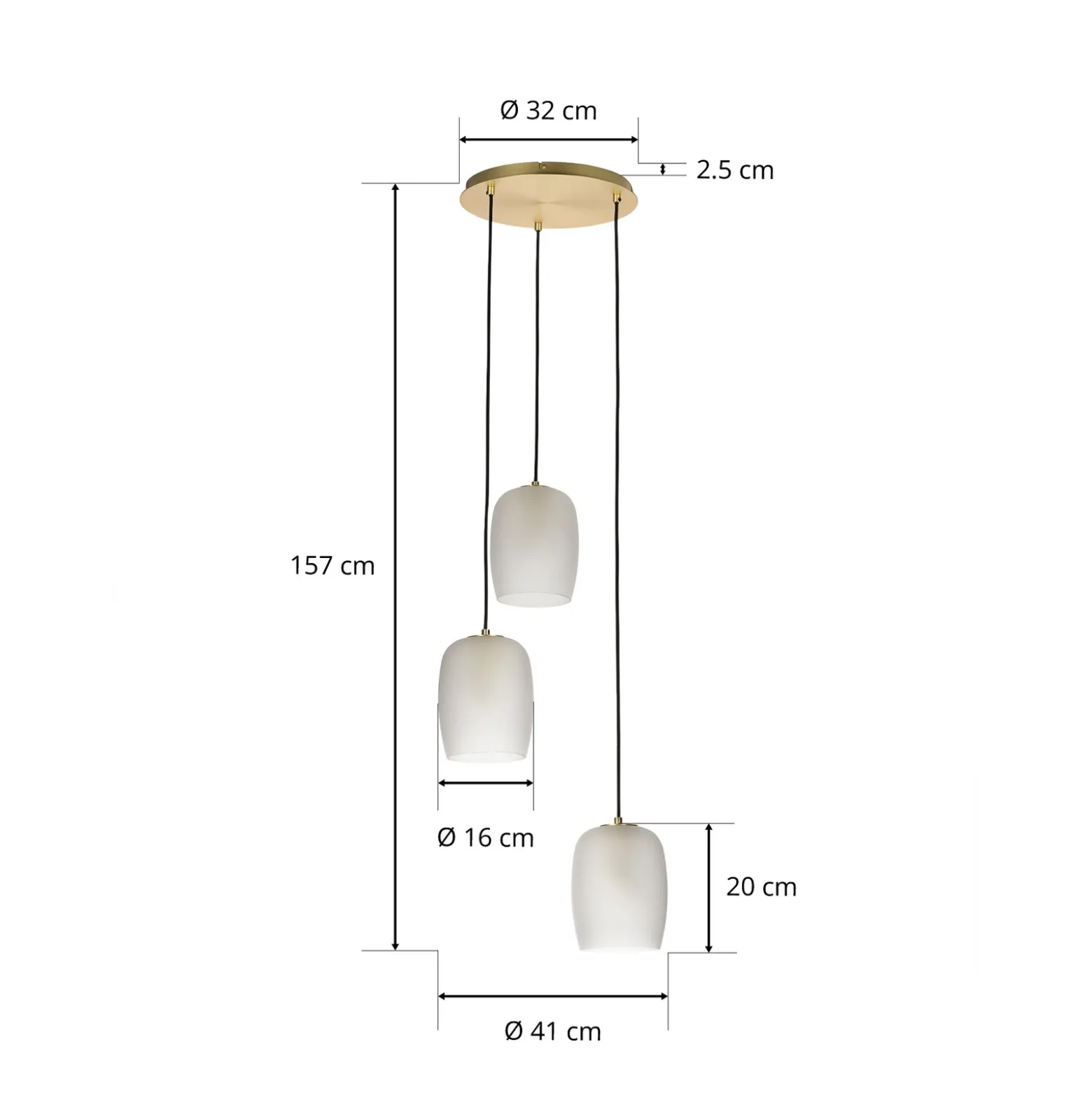 Lucande Taylan lámpara colgante 3 luces agrupadas