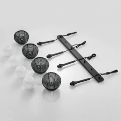 Lucande Tetira colgante, 4 luces, largo, negro
