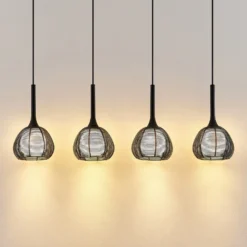 Lucande Tetira colgante, 4 luces, largo, negro