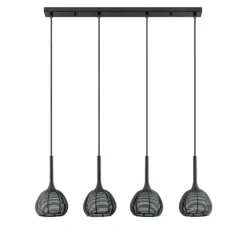 Lucande Tetira colgante, 4 luces, largo, negro