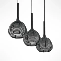 Lucande Tetira colgante, 3 luces, largo, negro