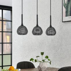 Lucande Tetira colgante, 3 luces, largo, negro