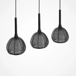 Lucande Tetira colgante, 3 luces, largo, negro