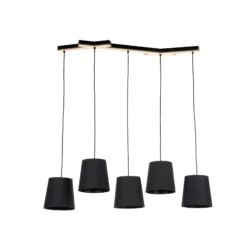Lucande Thamila lámpara colgante, negro, roble
