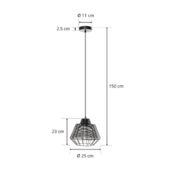 Lucande Tinko lámpara colgante, negro, 25 cm